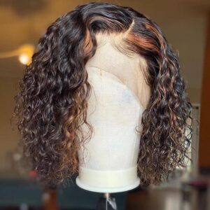 Highlight Auburn Sharee Wet And Wavy Curly Bob Lace Frontal Wig
