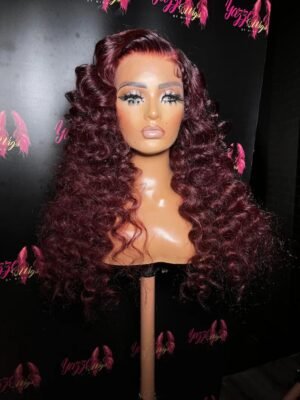 Burgundy Loose Curls Human Hair Wig